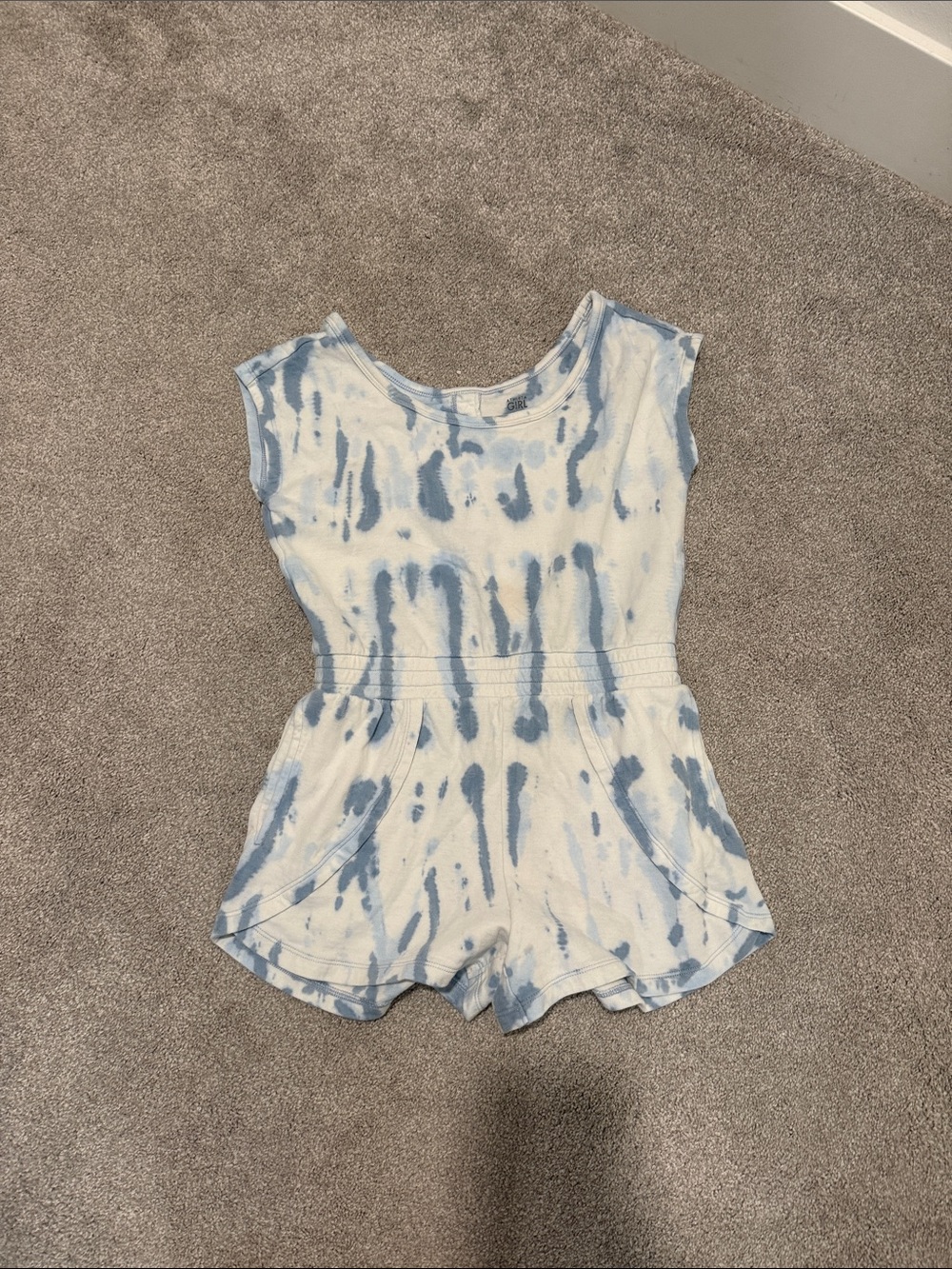 Athleta Blue and White Tie-Dye Girls' Romper